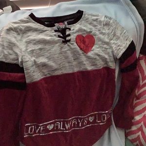 Miss CHIEVOUS  Gray and maroon red heart shirts for kids